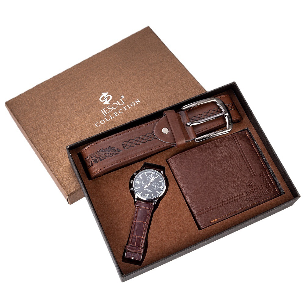 Wallet Leather Belt Set Hot Selling Creative Combination Set Men Watches - Image 2