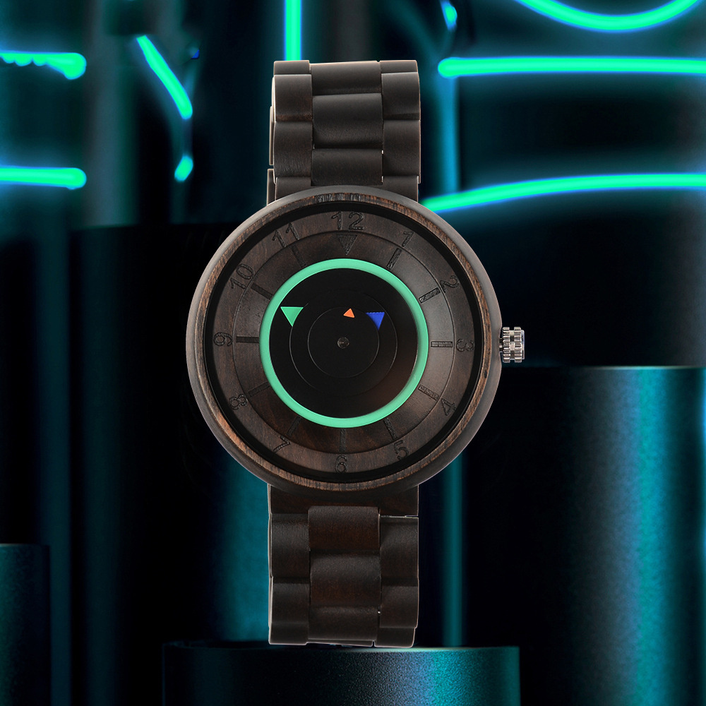 No Pointer Concept Quartz Watch Casual Personality Wood - Image 3