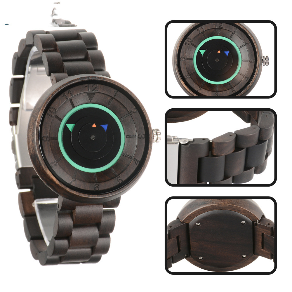 No Pointer Concept Quartz Watch Casual Personality Wood - Image 4
